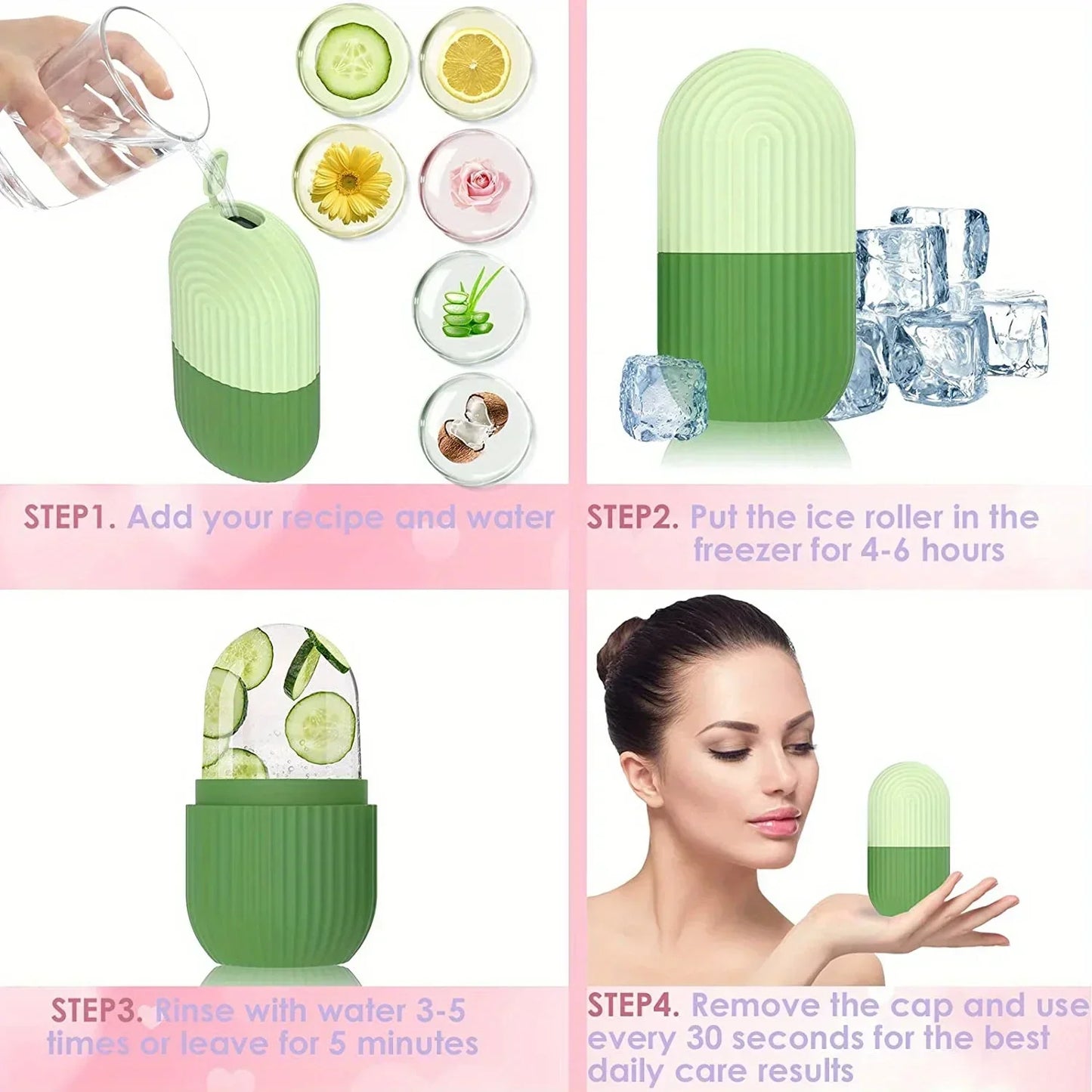 Molde de silicona para cubitos de hielo faciales de belleza facial