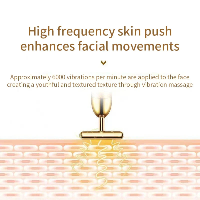 Masajeador facial vibratorio con rodillo dorado