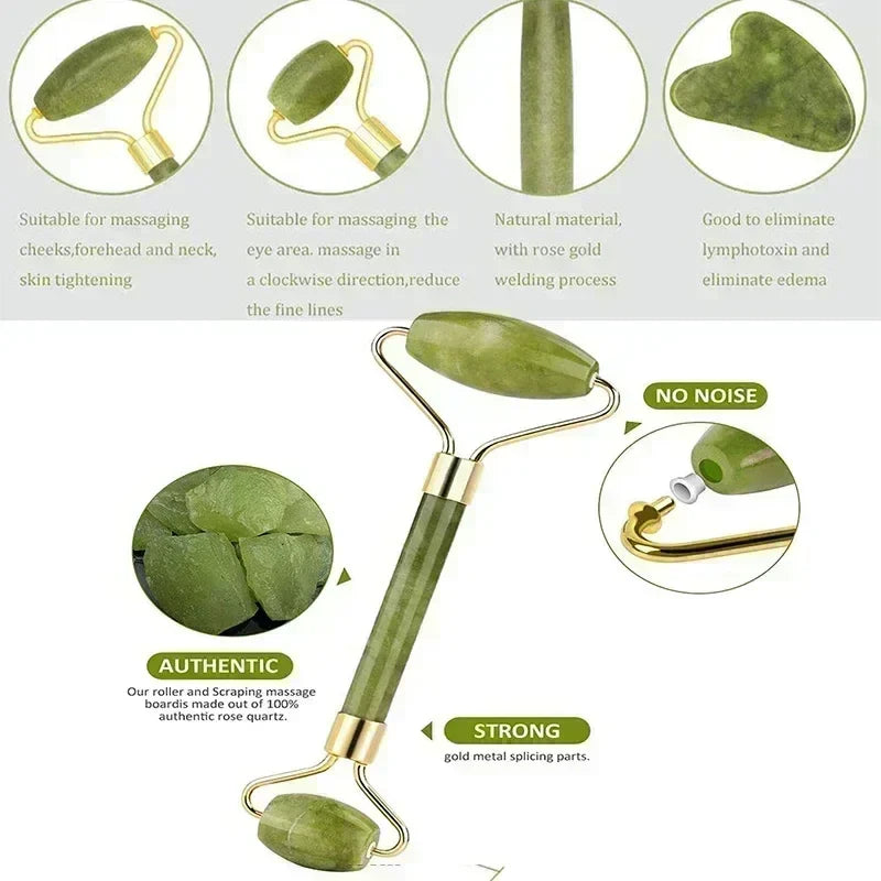 Rodillo masajeador facial de jade